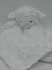 Carter's White Lamb Lovey Rosette Plush Satin Back Pacifier Loop Blankie 24768