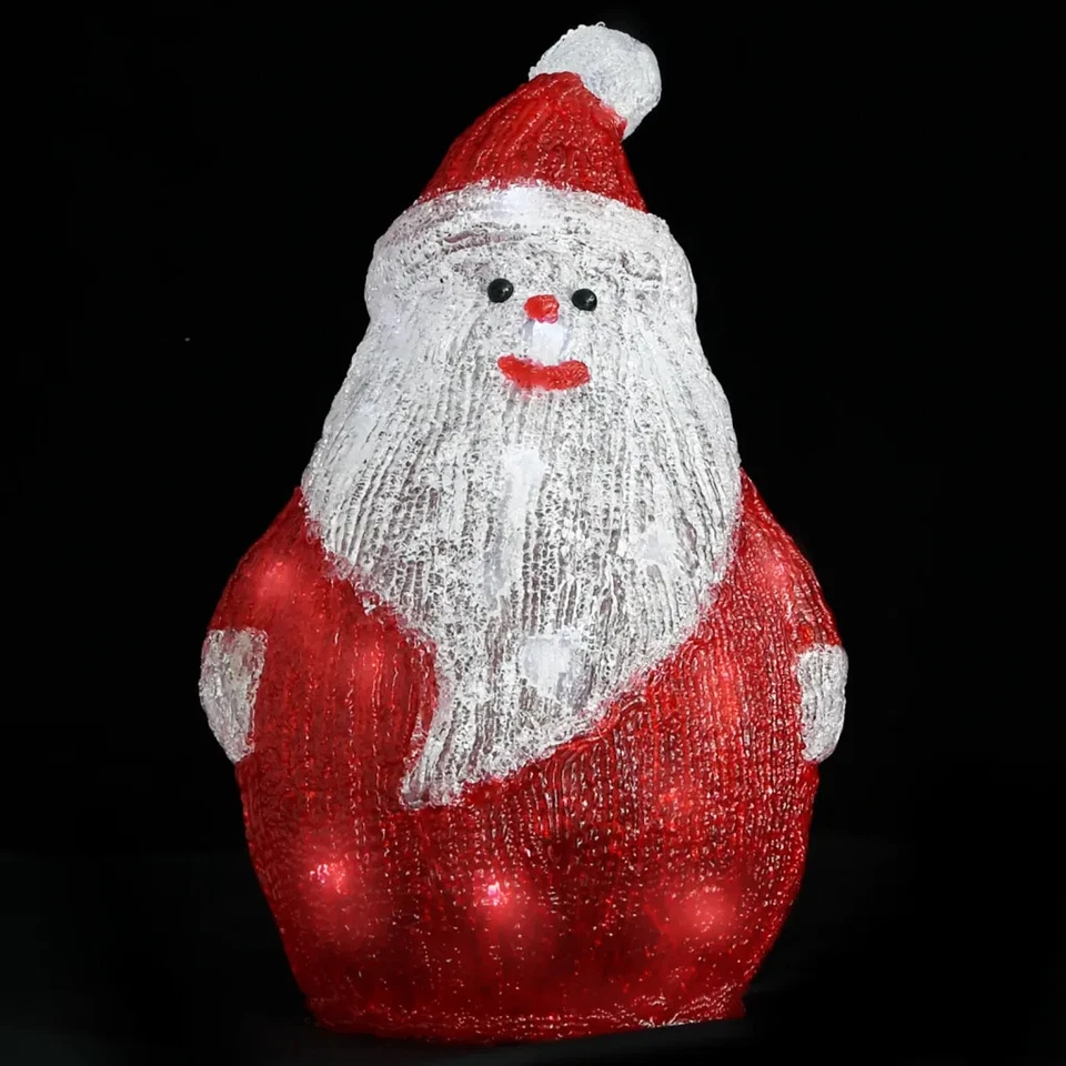  28CM LED Christmas Acrylic Santa Figure Indoor Outdoor Holiday Decoration - Image 3 of 4
