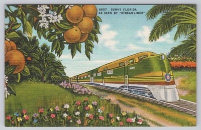 c.1940s Seaboard Orange Blossom Special Sunny Florida Streamliner Postcard