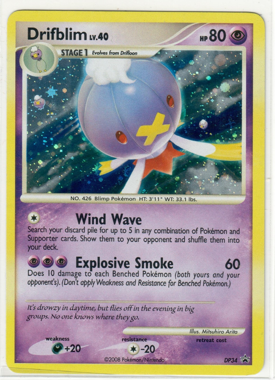 2008 Holo foil Drifblim DP34 Diamond and Pearl Pokemon TCG Promos LP