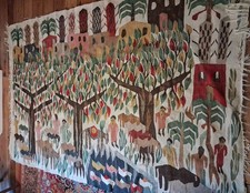 Großer handgew. skand. Wand- / Bildteppich,150 × 230 cm,Mid Century (ca. 1960er)