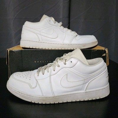 Nike Air Jordan 1 Low Triple White Men's Size 12 Shoes - 553558-136