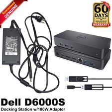 Dell D6000S USB 3.0 USB-C Docking Station Triple 4K Display 130W Adapter
