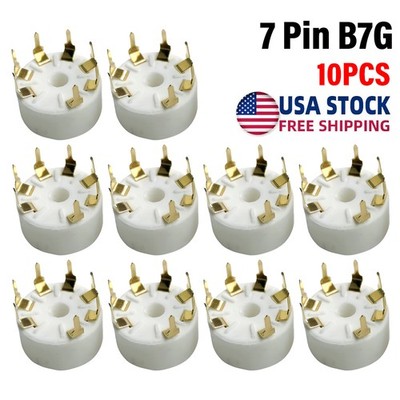 7 Pin B7G Ceramic Vacuum Tube Sockets for 6Z4 EC92 6X4 EAA91 PCB Mount 10PCS