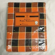 Sultan's Linens Cotton Fabric Tablecloth 60" x 84" Oblong Halloween Black Orange