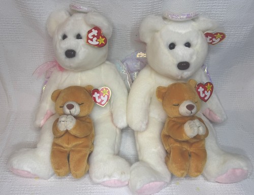Angel & Praying Teddy Bear Plush Set Religious Faith Stuffed Animal Lot Gift