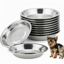 Stainless Steel Cat Bowls 4-Pack Shallow Wide Dish for Food Water Replacement