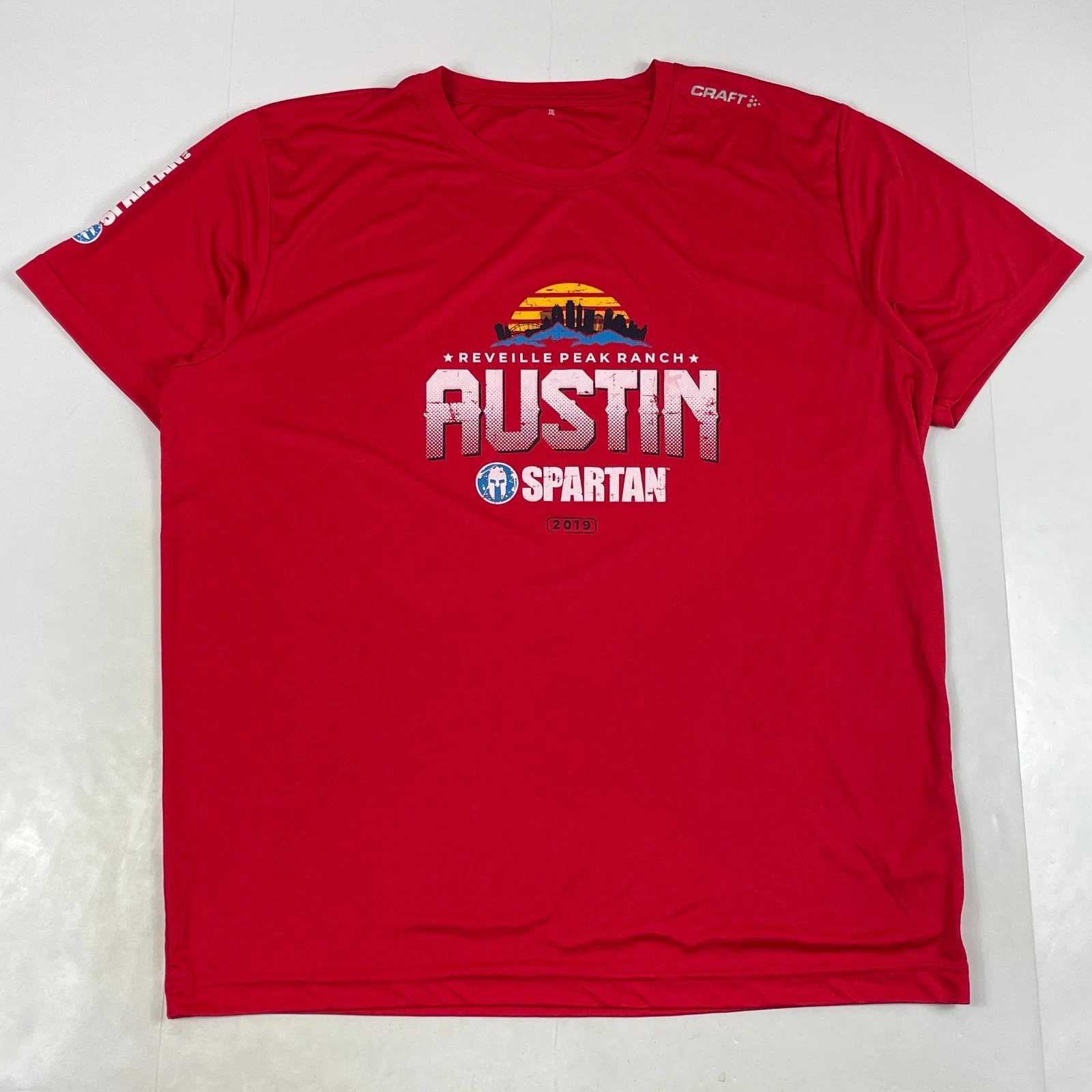 Craft Shirt Men 2XL XXL Red Spartan Race Running Short Sleeve Workout Gym Hiking