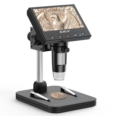 Coin Microscope, 4.3 LCD Digital Microscope 1000x, Coin Magnifier with 8 Adju...