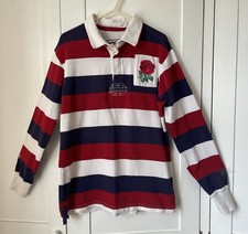 VX3 Vintage England Ruby Shirt Top. Size L. Striped. Embroidered Rose & England.