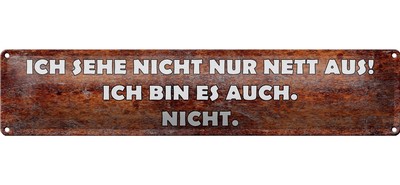 mrdeco Metall Schild 46x10cm sehe nicht nur nett aus ich bin Deko Blechschild