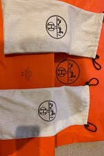 HERMES Lot of 2 Cotton Drawstring Dust bag 12  x 7'' Inches.