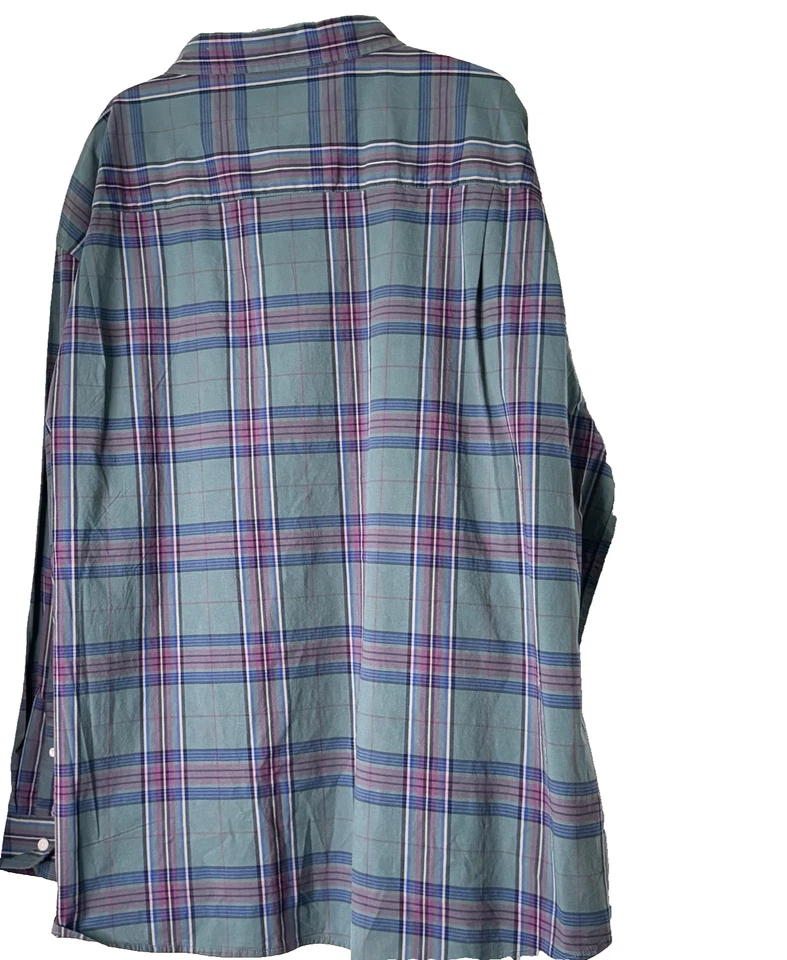 St. John's Bay Mallard verde azulado a cuadros talla 4XL, elástico, clásico, manga larga NUEVO Foto 3 de 4