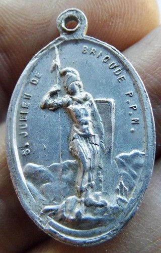 Seltene antike Heilige Medaille Hl. Bonita & Heiliger Julian Schutzpatron Brioude Frankreich Julien - Bild 3 von 3