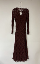 Women's Nobody's Child Mallory Long Sleeve Midi Dress Brown Lace Size 12