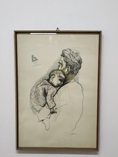 quadro Disegno Incisione Litografia Stampa  Guttuso 67x56 vintage Q152