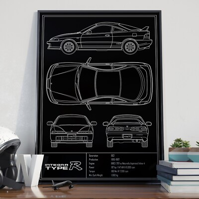#ad #ad Honda Integra Type R DC2 JDM Blueprint Poster $35.00