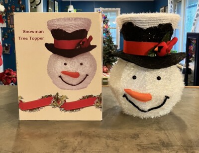 Cracker Barrel Snowman Christmas Tree Topper with Box Frosty Snow Man 16'' Tall
