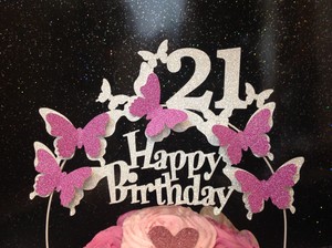 Download Pink And Silver 3d Butterfly Birthday Glitter Cake Decoration Cerise No Name Ebay