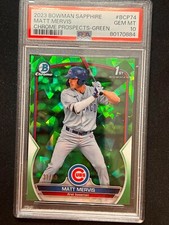 2023 Bowman Sapphire Matt Mervis Green Refractor /60 PSA 10 GEM MINT Cubs RC