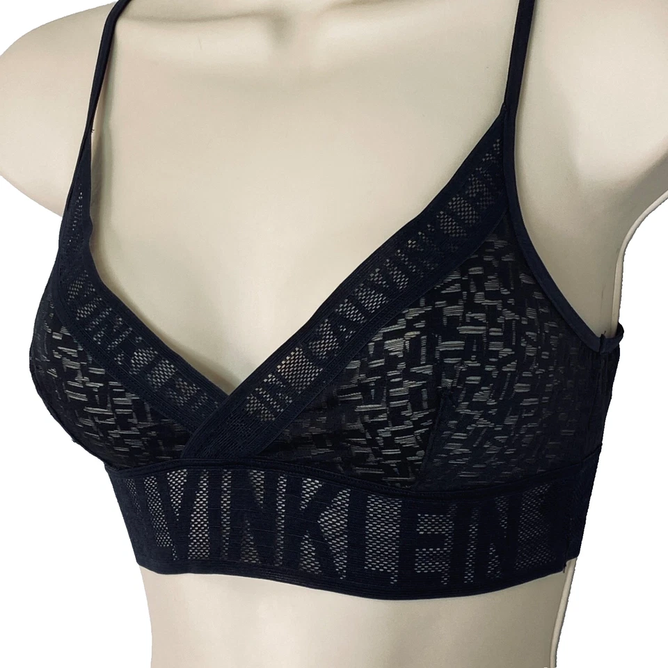 Sujetador deportivo CALVIN KLEIN negro transparente malla sin forro camiseta sin mangas S Foto 3 de 4