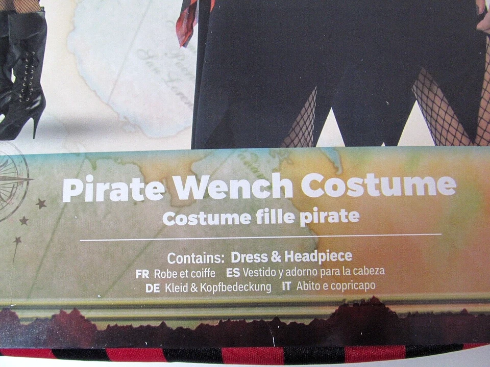 Fantasia Pirate Wench Adulto Feminina Nova Com Etiqueta Tamanho P 6-8 Vestido e Cabeça - Imagem 3 de 4