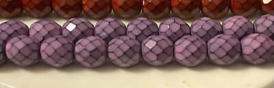 8mm LILAC Czech Glass Fire Polished Snake Skin Bead Strands of  (19)