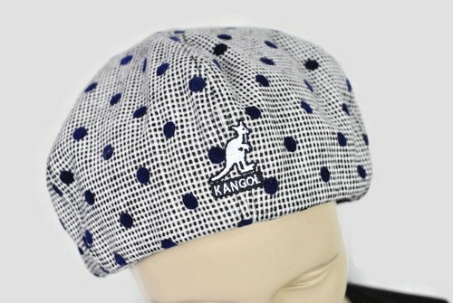 New Kangul Fred Segal Dotted Navy Woven Beret With Detachable Bow M - Picture 2 of 14