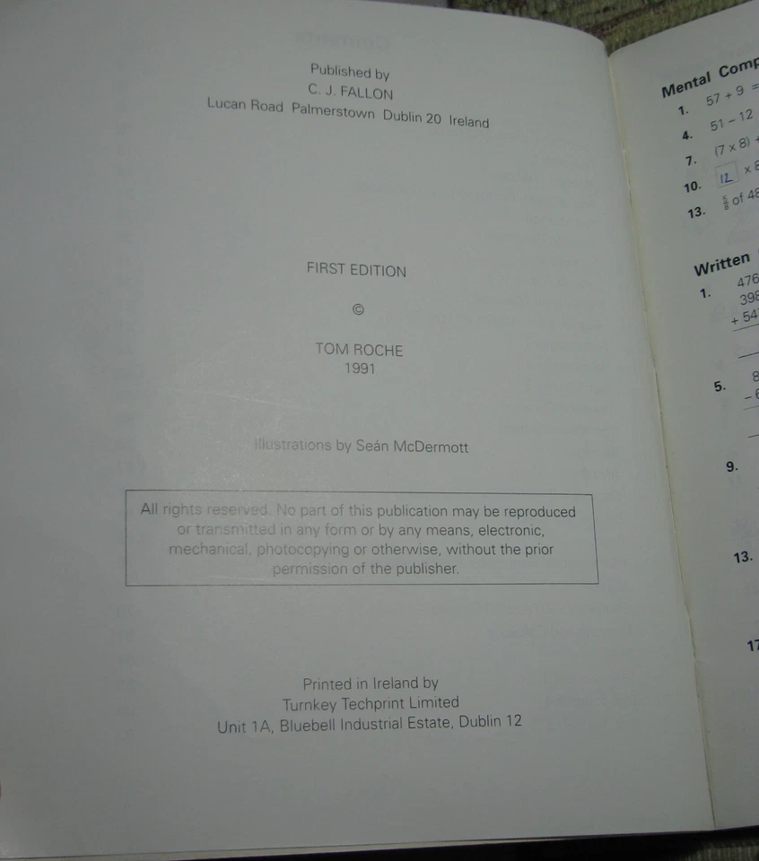 FIGURE IT OUT 5 A Maths Programme For Fifth Standard New Edition Tom Roche 1991 - Image 4 of 4