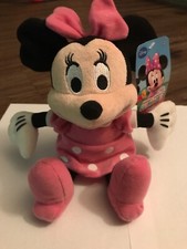 Disney Minnie Mouse Plush Stuffed Animal Pink Dress Shoes Hair Bow 10"