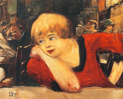 Lesser Ury - Im Café (Mädchen im Romanischen Café), 1911, 40x60cm, Leinwand/Keil