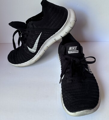 NIKE Free Shoes Womens 7.5 Black/White RN Flyknit Running 83150-100 Stretch | eBay