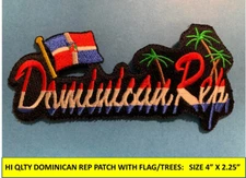 DOMINICAN REPUBLIC FLAG PATCH w/ TREES IRON-ON SEW-ON  EMBLEM (4"x2.25”)