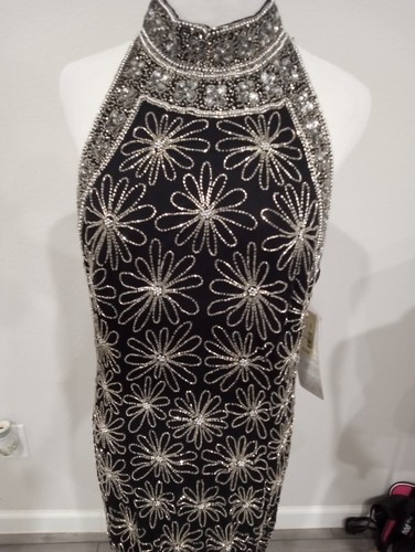 Papell Boutique 100% silk shell / 100% Sole Bauf Leg Ornaments Evening Gown NWT - Picture 4 of 24