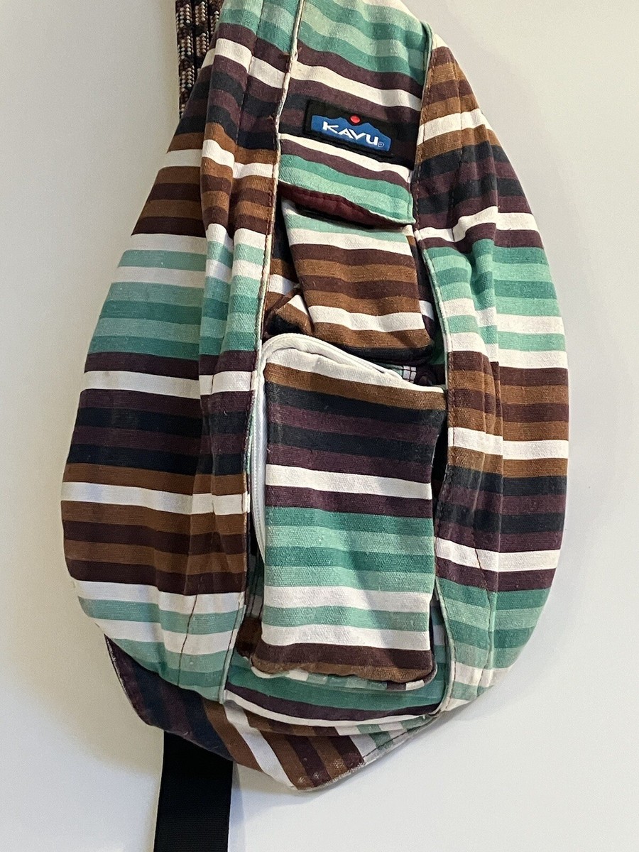 Kavu Rope sling back/ crossbody bag Canvas stripes Aztec color padded back . Kavu sling back/ crossbody bag Canvas stripes | Mercari main image 4