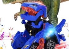Automatic Transformer Dinosaur Toy Adult Kids Car LED Lights Music Converting US