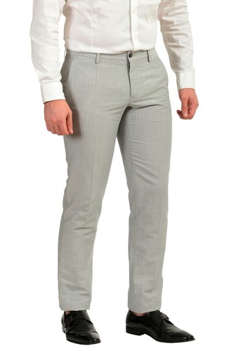 Dolce & Gabbana Men's Gray Linen Striped Three Piece Two Button Suit US 34 IT 44 - Picture 12 of 16