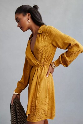 NWT ANTHROPOLOGIE LONG SLEEVE V-NECK SOFT WRAP MINI DRESS BRONZE GOLD M MEDIUM | eBay NWT ANTHROPOLOGIE LONG SLEEVE V-NECK SOFT WRAP MINI DRESS BRONZE GOLD M MEDIUM | eBay