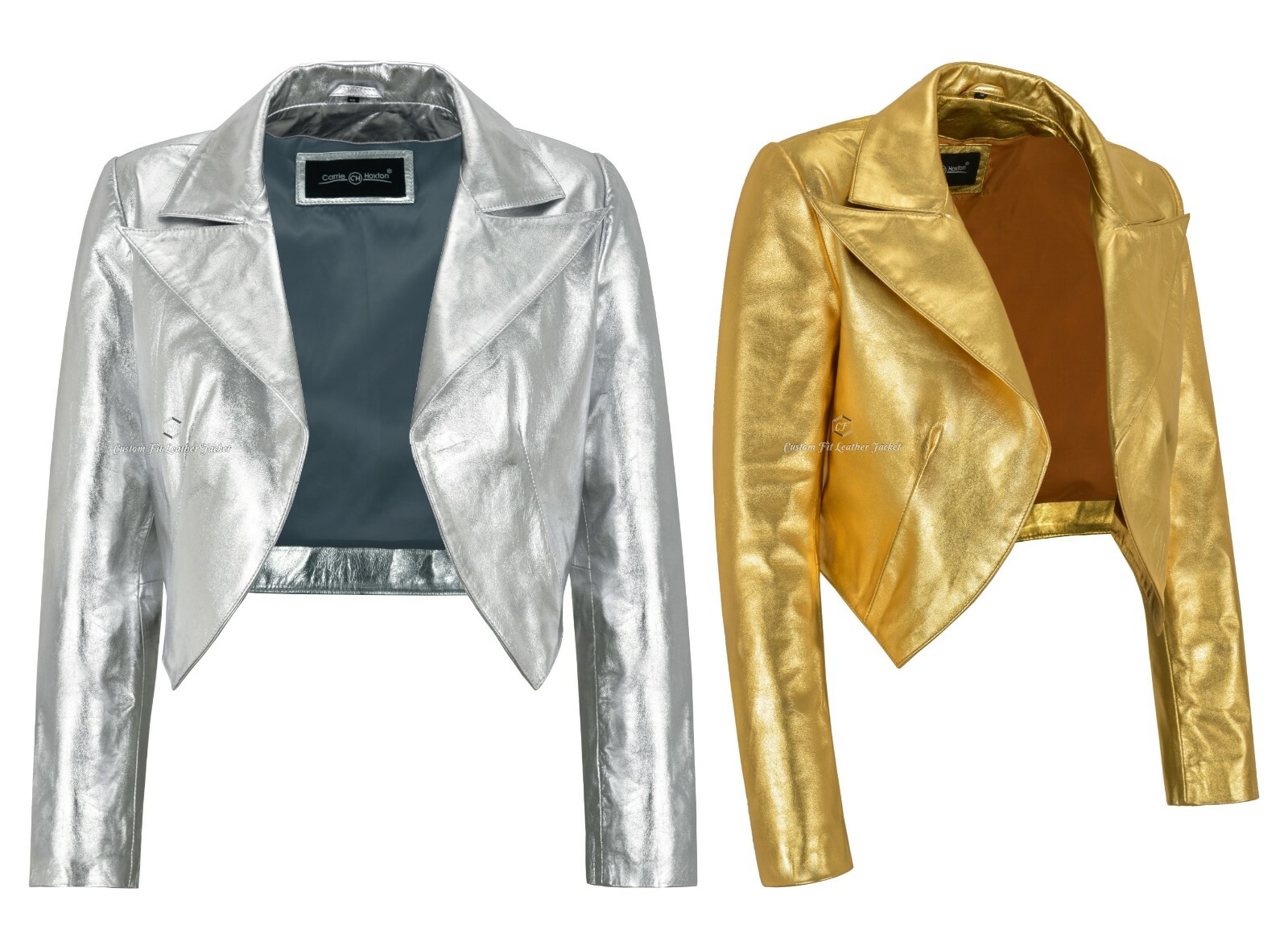 Chaqueta de cuerpo corto ajustada de cuero recortada brillante para damas estilo bolero 5650