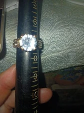 Women Engagement  Round Diamond Rhinestone Realistic Rold Gold Color Ring Size 7