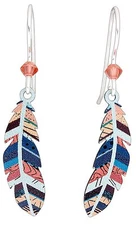 COLORFUL FEATHER Hypo-Allergenic Earrings, Sterling Silver Plated, by Sienna Sky