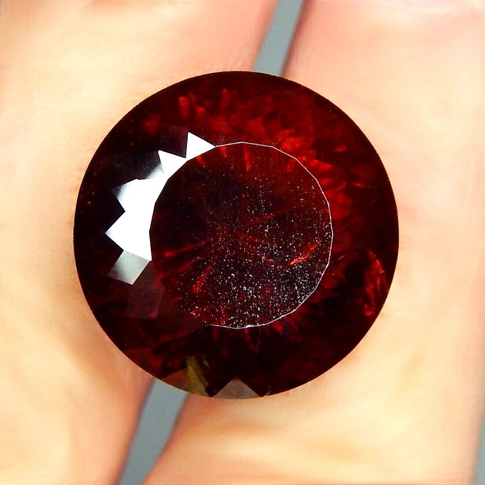 Huge 25.3ct Red Sphalerite Natural Mined Unheated Faceted Sparkly Sunburst Round - Image 3 of 4