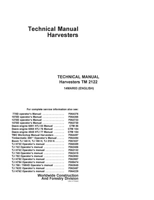 John Deere TM2122 770D,1070D,1270D,1470D - Technical Manual - Reparaturhandbuch