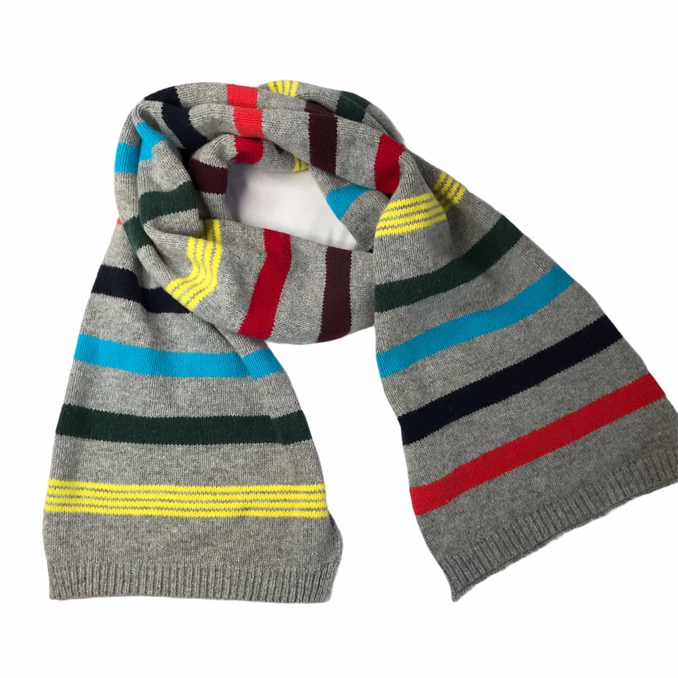 GAP Scarf, Long, Gray with Multicolor Rainbow Stripes. 52% Nylon / 28% Merino W - Image 2 of 4