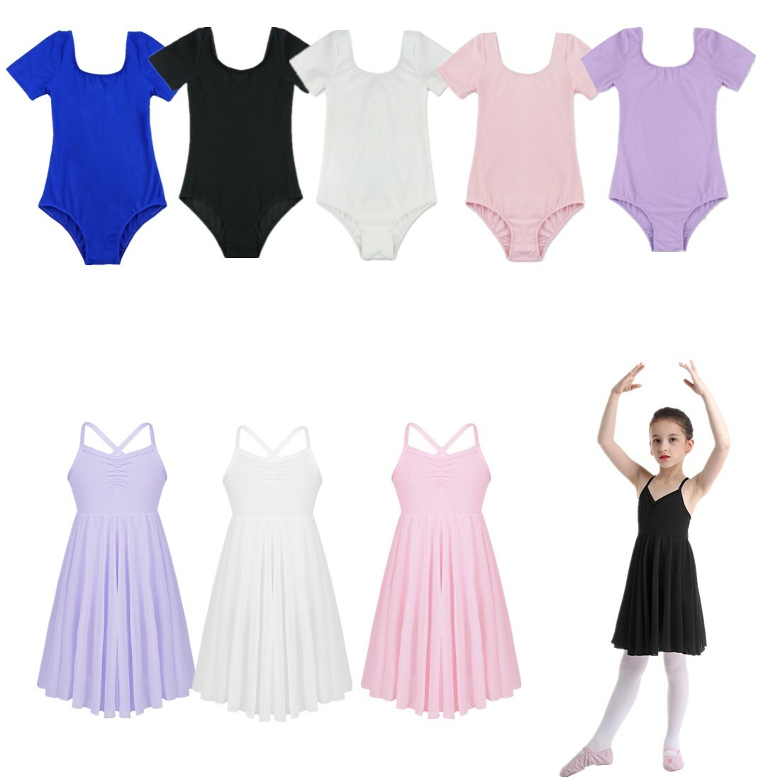 Niñas Vestido de Ballet Gimnasia Leotardo Chifón Bailarina Ropa de Baile Ropa de Baile