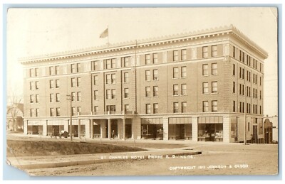 1913 St. Charles Hotel Building Pierre South Dakota SD RPPC Photo Postcard