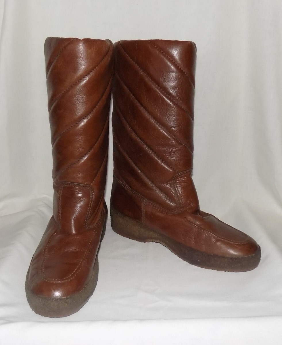 Bally Womens Brown Quilted Leather Fur Lined Knee High Platform Winter  Boots