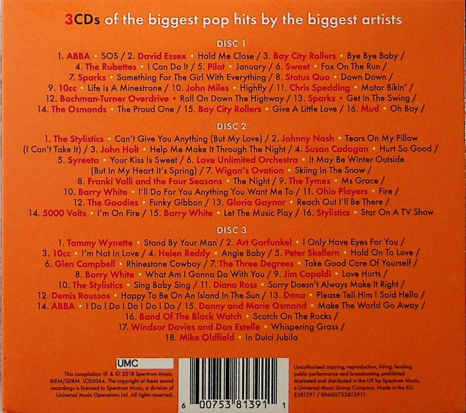 TOP OF THE POPS '75- Best of 1975 Hits 3-CD NEW 70s Glam Rock/Disco/Abba/Sweet - Image 2 of 2