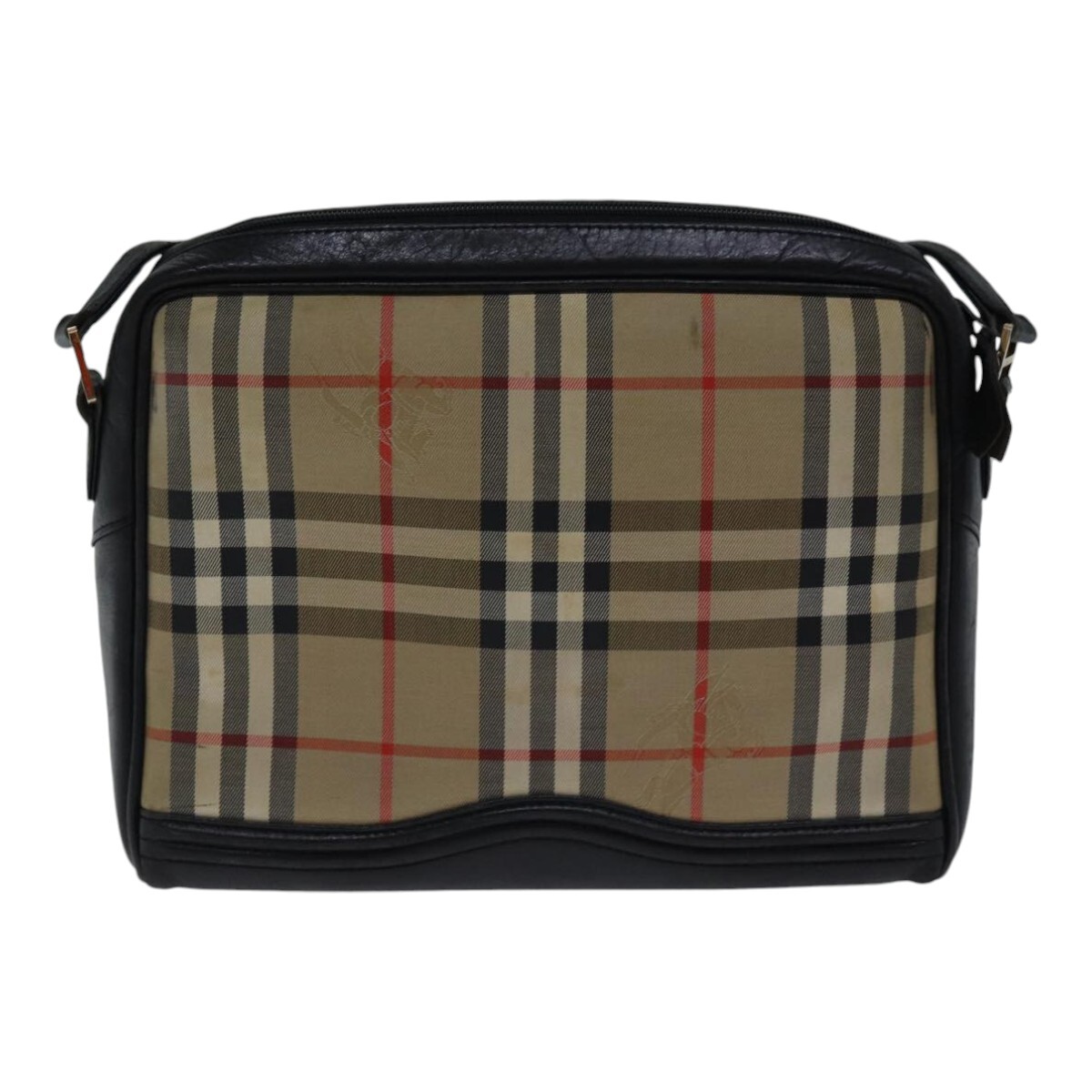 Burberrys Nova Check Shoulder Bag Canvas Beige Gold Auth