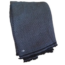 Cashmere 4 Ply Throw/Blanket Hand Loomed Nepal 2 Color Silver  Dark Blue